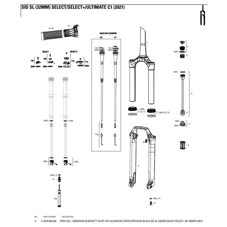 RockShox Bridge And Bars SID SL/Ultimate 44 Offset 32 Mm 29&acute;&acute; / 80-100 mm Diffusion Black