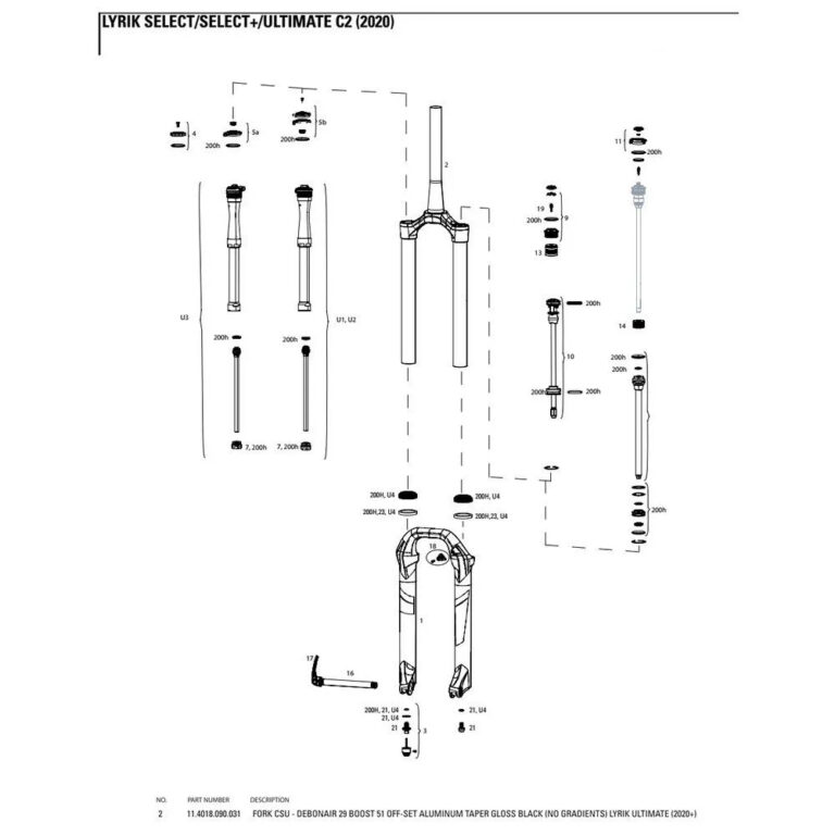 RockShox Crown/Steerer/Uppertube Debonair For Lyrik Ultimate Fork 29B&acute;&acute; Black - Image 3