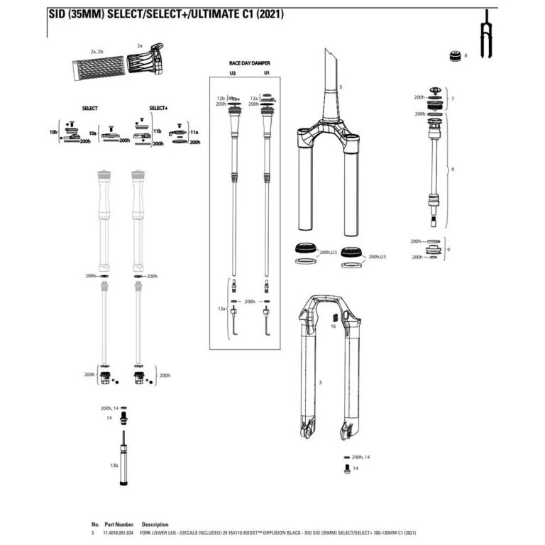 RockShox Fork Lower Leg SID 2021 35 Mm 29&acute;&acute; / 100-120 mm Diffusion Black