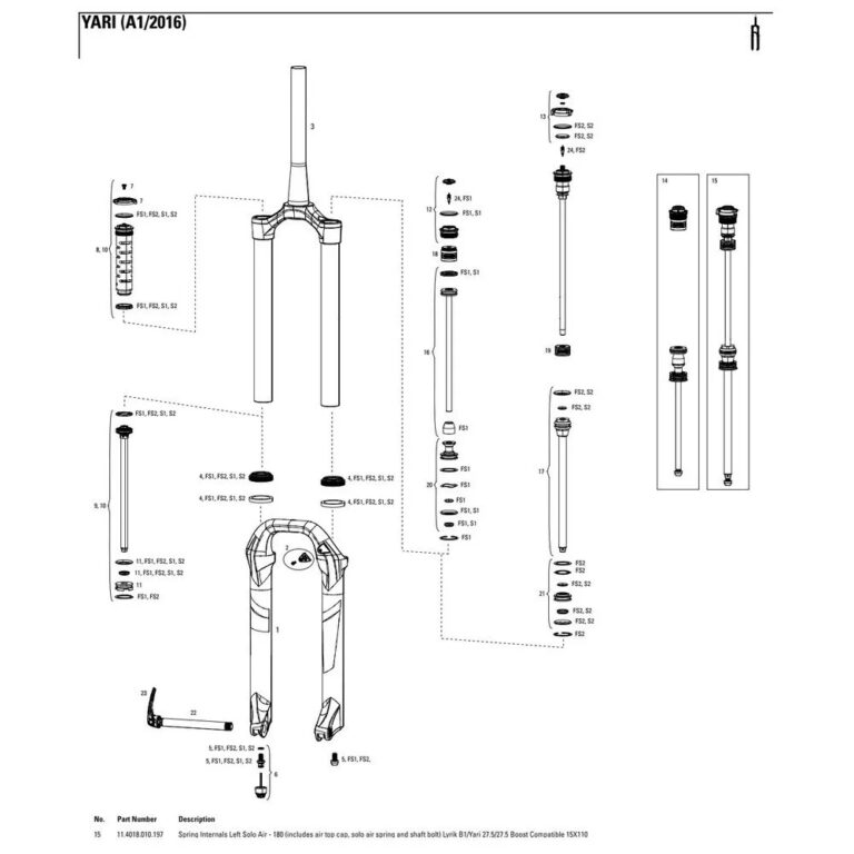 RockShox Lyrik/Yari 27.5&amp;acute;&amp;acute; 180 Mm Solo Air Left Spring Internals One Size Black