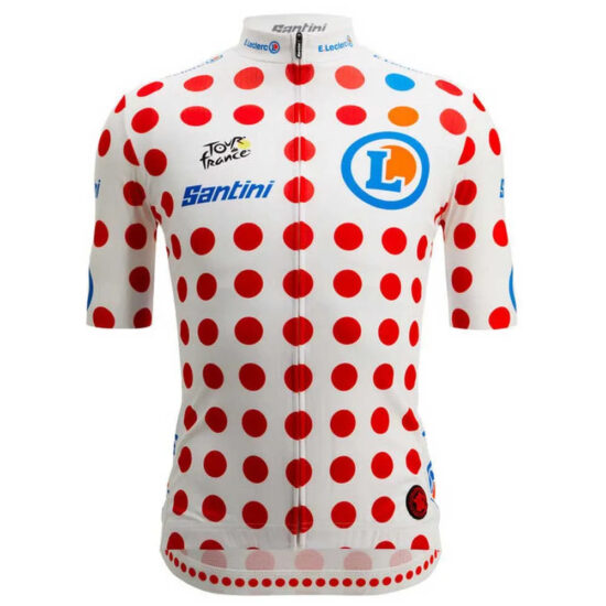 Santini Replica Tour De France GPM Leader Short Sleeve Jersey XS White / Red Dots - 2XL White / Red Dots