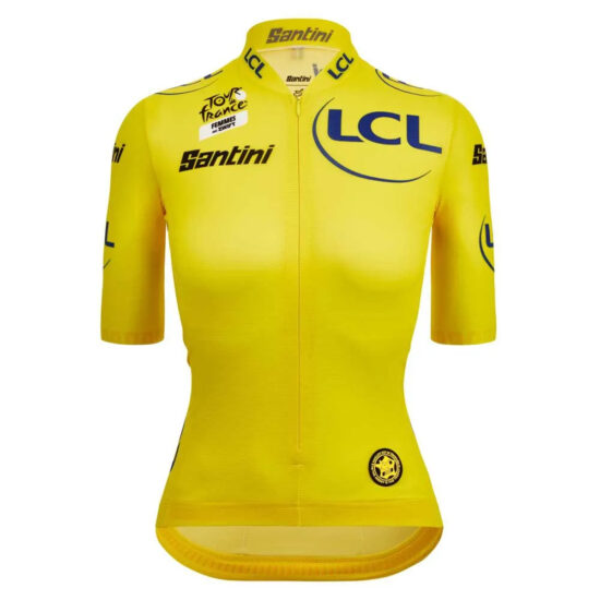 Santini Tour De France Femme Avec Zwift Overall Leader Short Sleeve Jersey S Yellow - 4XL Yellow