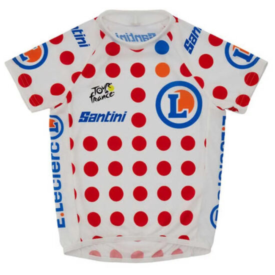 Santini Tour De France Overall Leader JR Short Sleeve Jersey 12-24 Months White / Red Dots