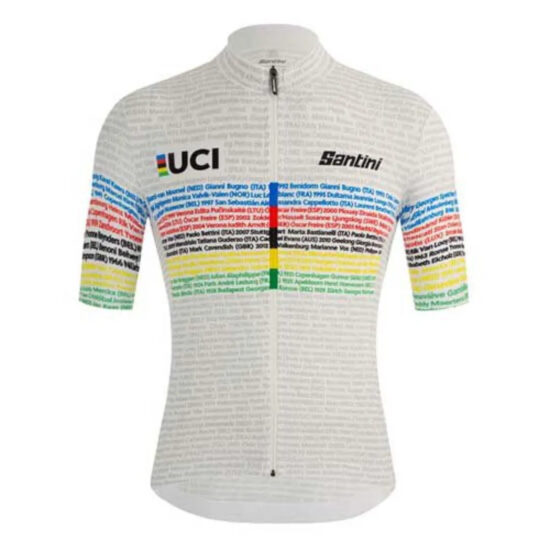 Santini UCI 100 Champion Short Sleeve Jersey 2XS White - XS White