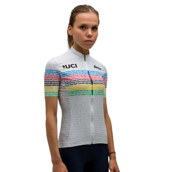 Santini UCI 100 Champion Short Sleeve Jersey M White - 2XL White