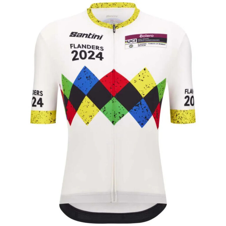 Santini UCI Gravel World Championships Leuven Short Sleeve Jersey L White - XL White