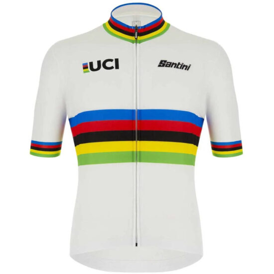 Santini UCI World Champion ECO Short Sleeve Jersey 4XL White - 5XL White