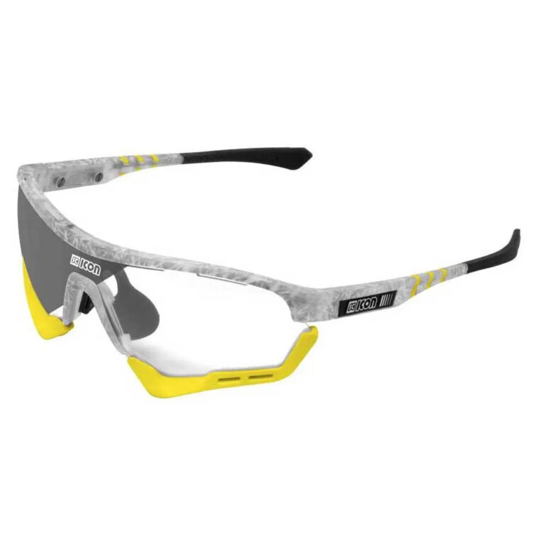 SCICON Aerotech Photochromic Sunglasses Silver Mirror/CAT 1-3 Frozen White / Yellow