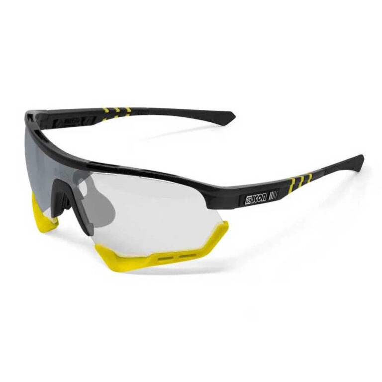 SCICON Aerotech XL Photochromic Sunglasses Silver Mirror/CAT 1-3 Gloss Black / Yellow