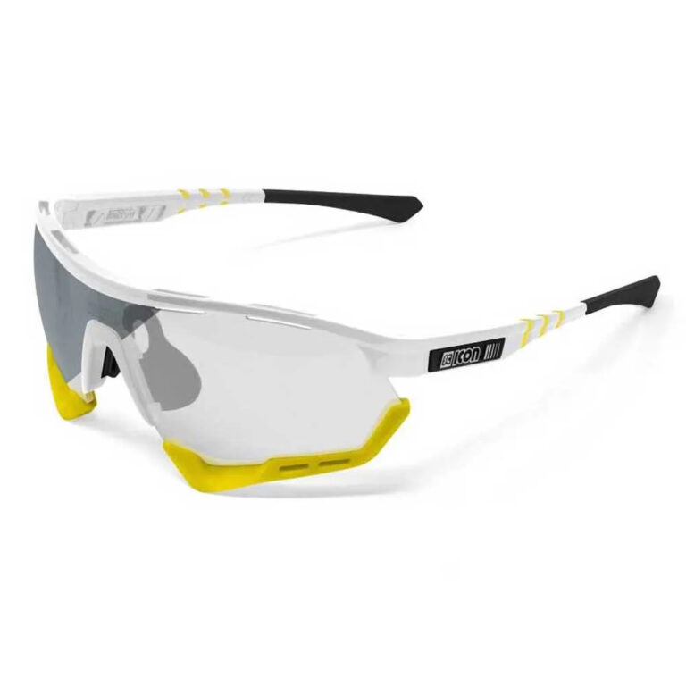 SCICON Aerotech XL Photochromic Sunglasses Silver Mirror/CAT 1-3 Gloss White / Yellow