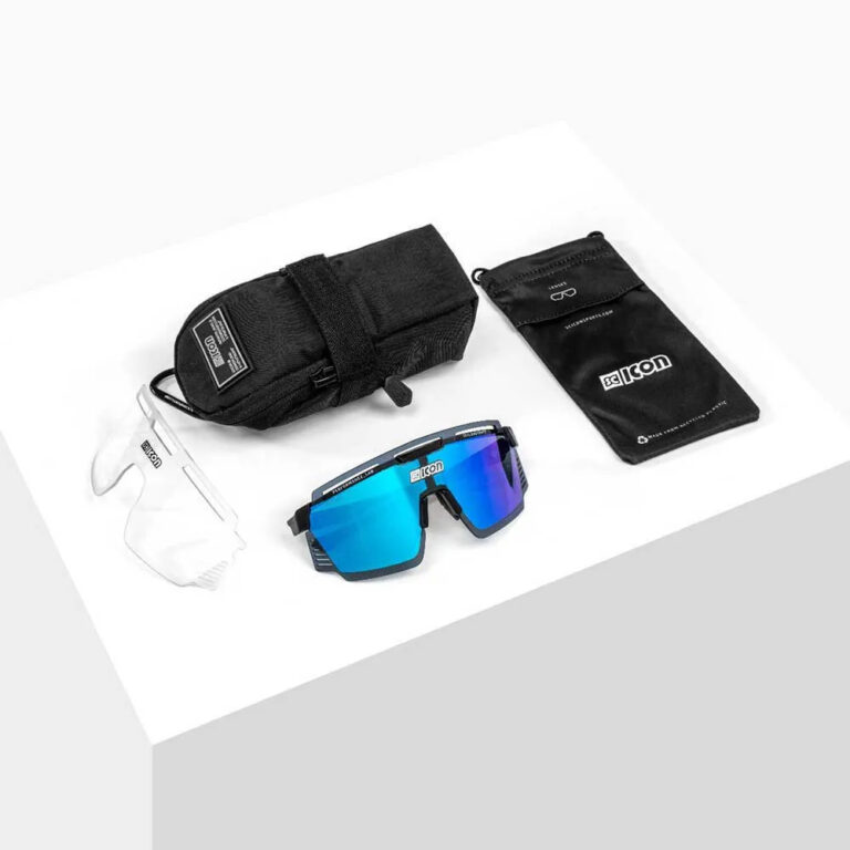 SCICON Aerowatt Sunglasses Clear/CAT0 + Multimirror Blue/CAT3 Black Gloss / Blue - Image 5