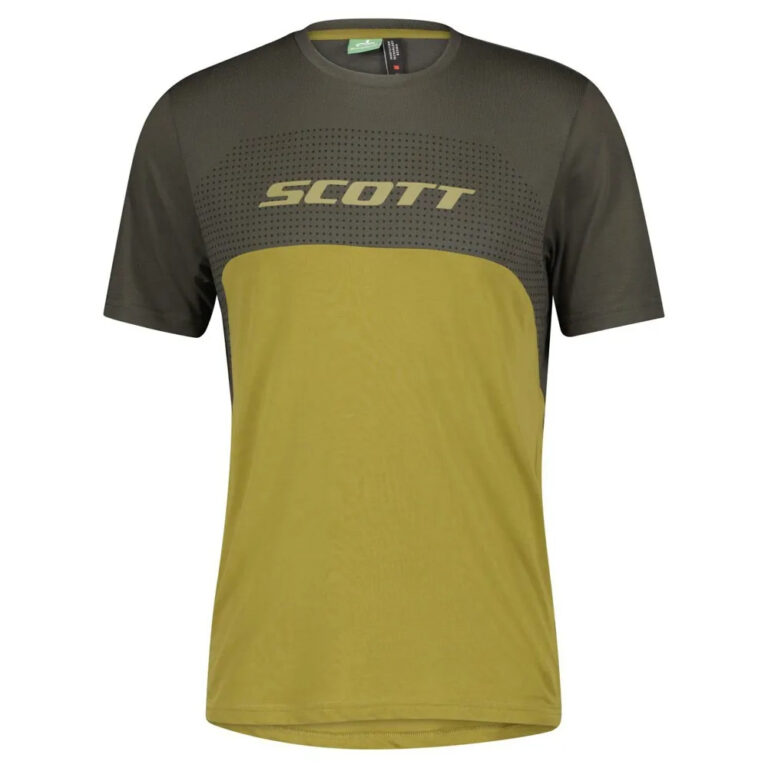 Scott Trail Flow Dri Short Sleeve Jersey M Dark Grey / Mud Green