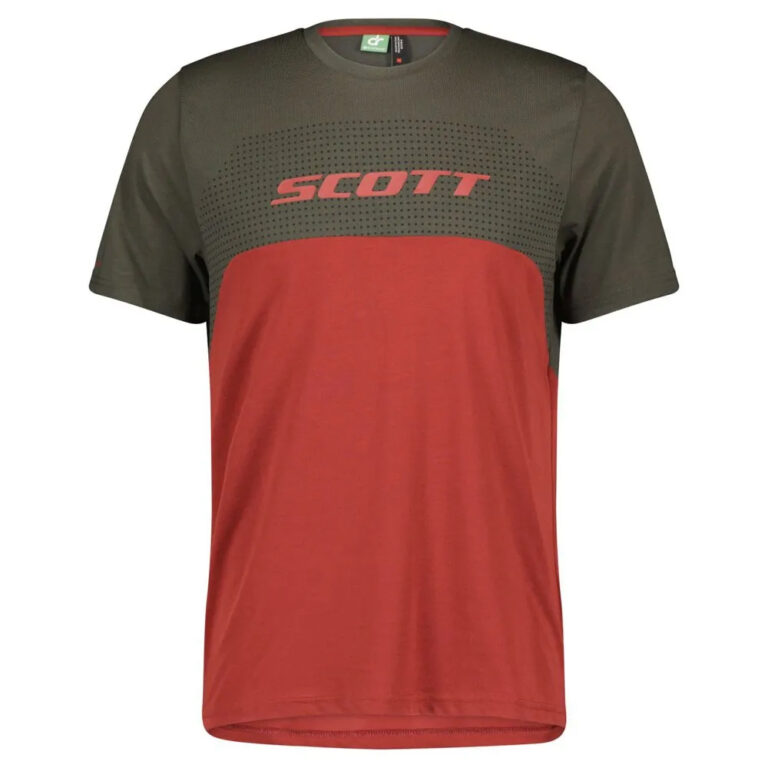 Scott Trail Flow Dri Short Sleeve Jersey S Dark Grey / Tuscan Red - M Dark Grey / Tuscan Red