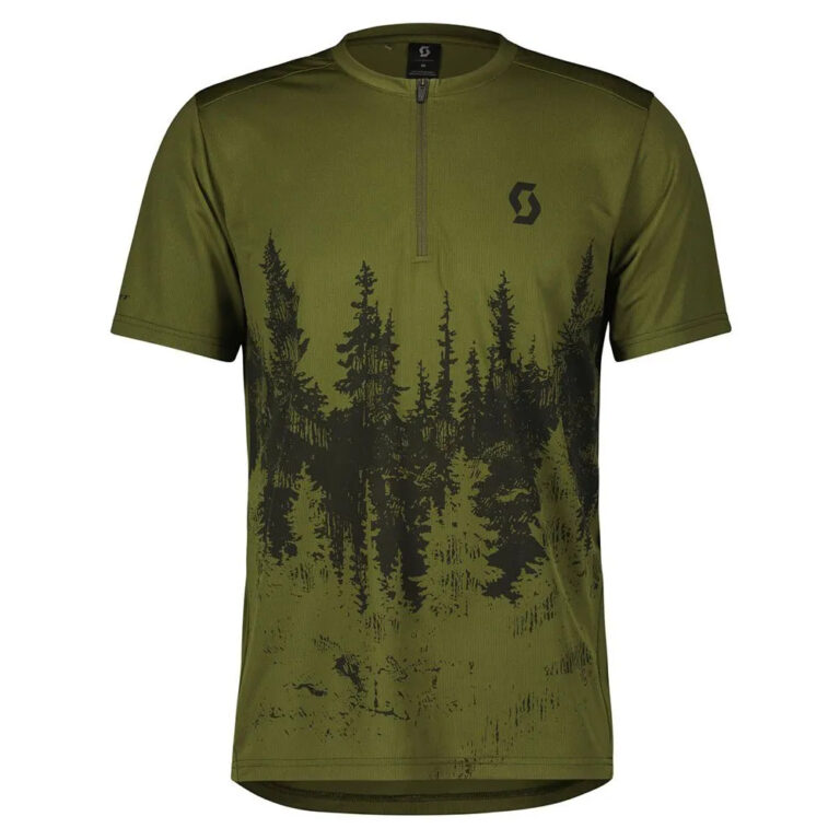 Scott Trail Flow Zip Short Sleeve Enduro Jersey XL Fir Green / Black