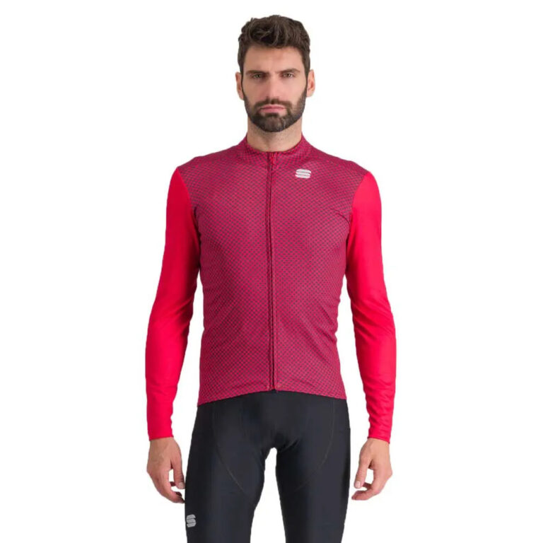 Sportful Checkmate Thermal Long Sleeve Jersey L Tango Red Nightshade