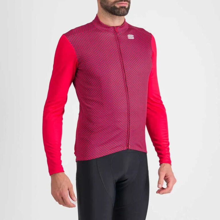 Sportful Checkmate Thermal Long Sleeve Jersey L Tango Red Nightshade - Image 3