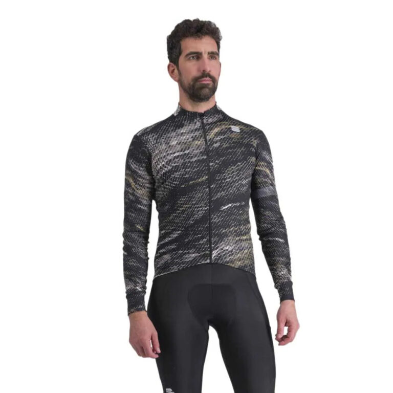 Sportful Cliff Supergiara Thermal Long Sleeve Jersey M Black Olive Green Cement - 2XL Black Olive Green Cement