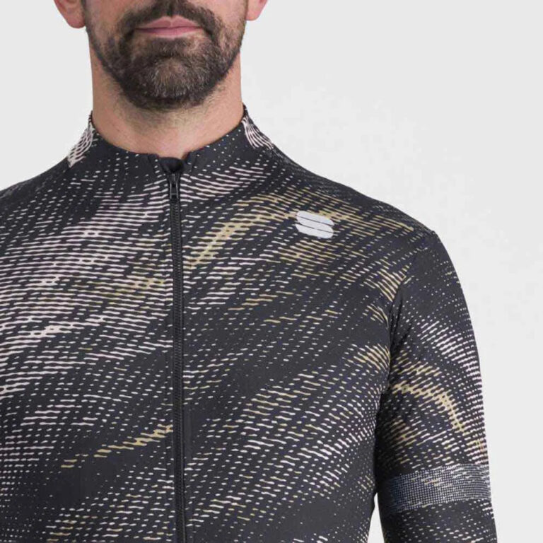 Sportful Cliff Supergiara Thermal Long Sleeve Jersey M Black Olive Green Cement - 2XL Black Olive Green Cement - Image 4