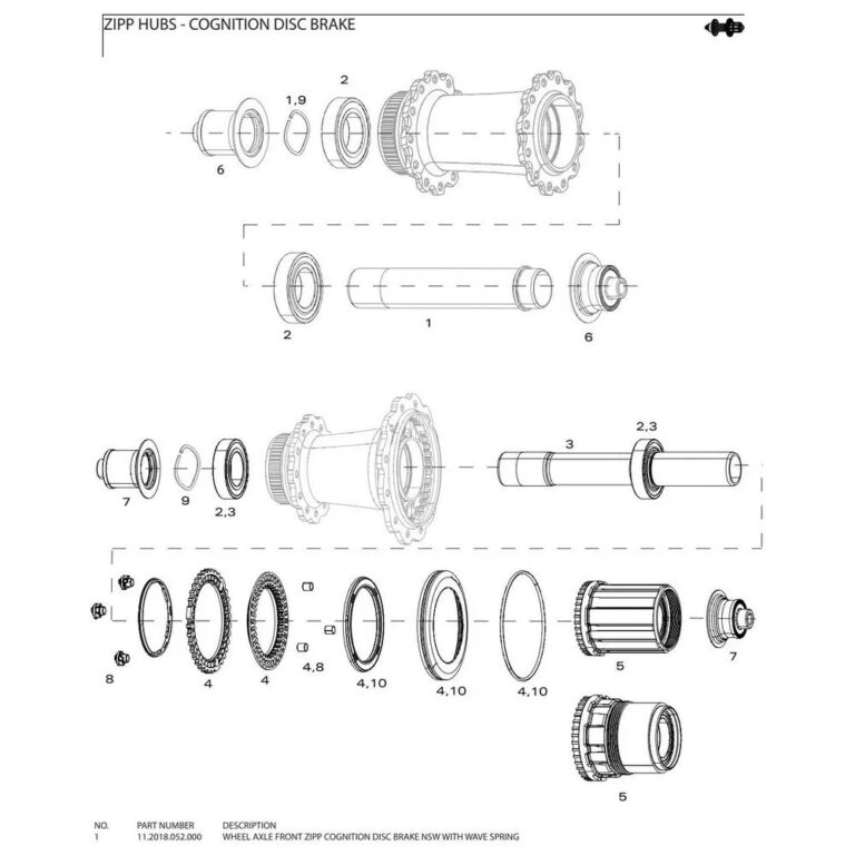 Sram Cognition Front Wheel Axle NSW Disc Brake/Wave Spring One Size Silver