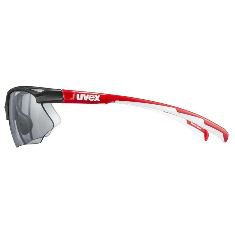 Uvex Sportstyle 802 VARIO Mirrored Photochromic Sunglasses Silver Mirror/CAT1-3 Black / Red - Image 4