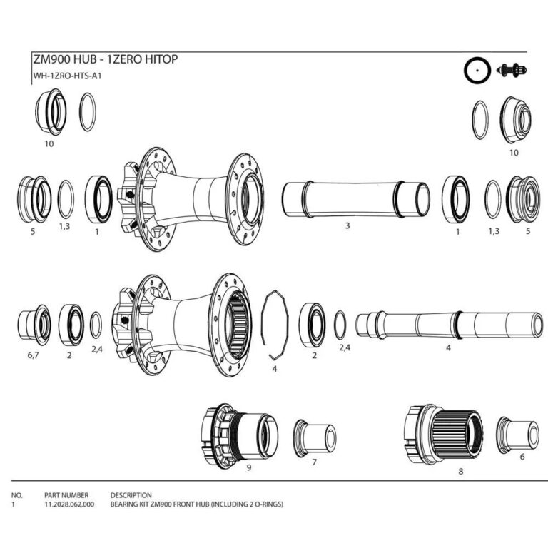 Zipp ZM900 Front Hub Bearing Kit One Size Black / Silver