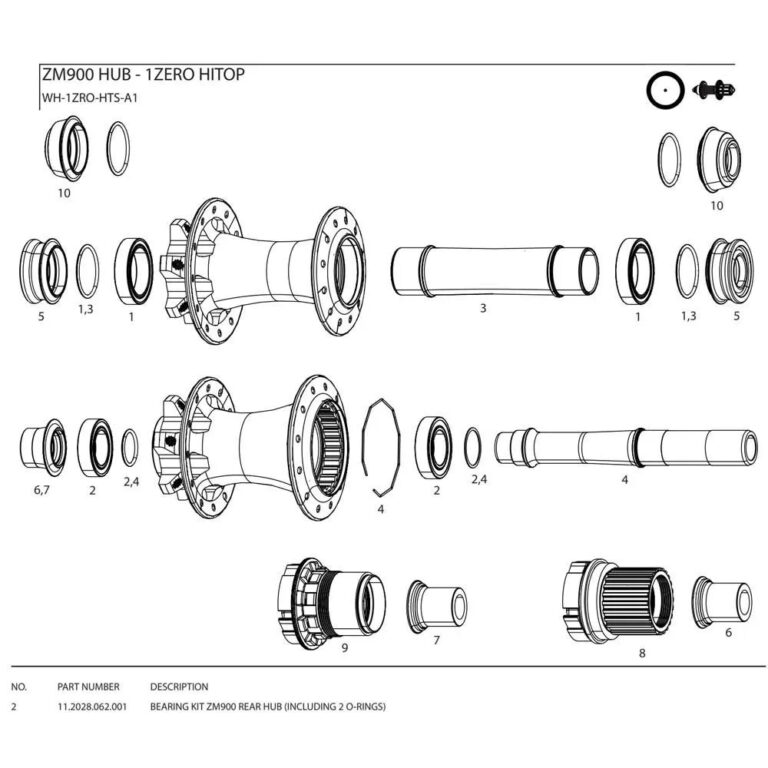 Zipp ZM900 Rear Hub Bearing Kit One Size Black / Silver